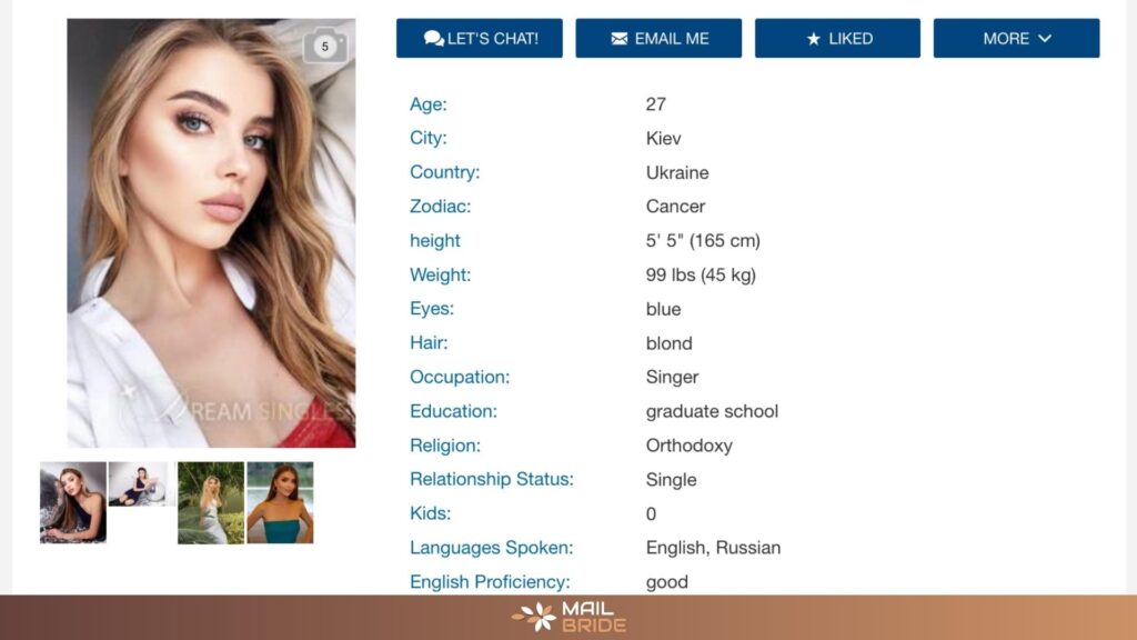 dream singles female profile